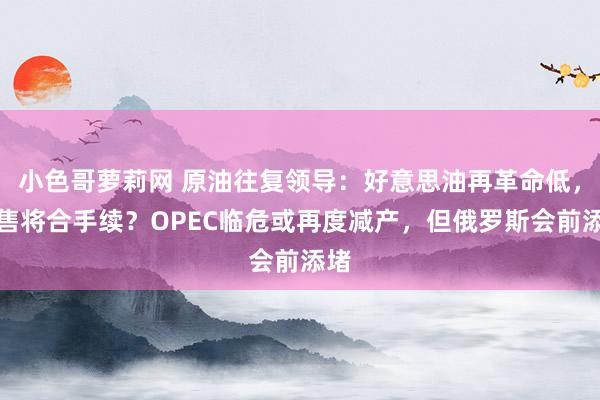 小色哥萝莉网 原油往复领导：好意思油再革命低，抛售将合手续？OPEC临危或再度减产，但俄罗斯会前添堵