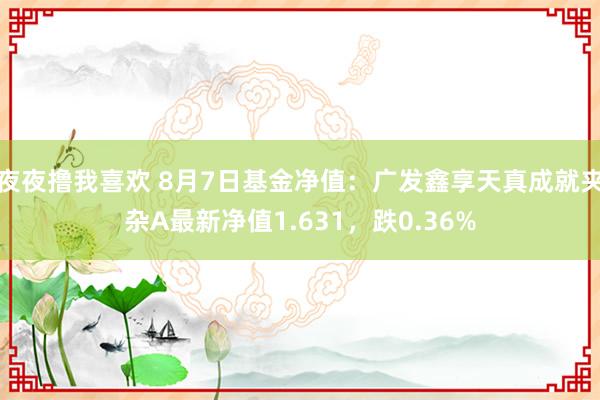 夜夜撸我喜欢 8月7日基金净值：广发鑫享天真成就夹杂A最新净值1.631，跌0.36%