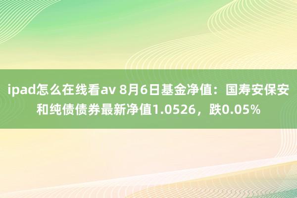 ipad怎么在线看av 8月6日基金净值：国寿安保安和纯债债券最新净值1.0526，跌0.05%