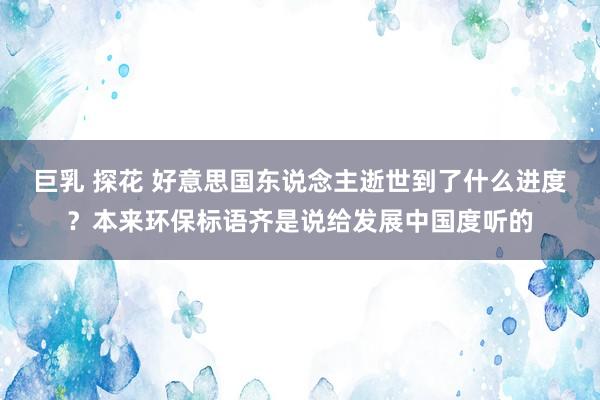 巨乳 探花 好意思国东说念主逝世到了什么进度？本来环保标语齐是说给发展中国度听的