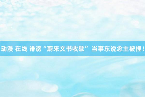 动漫 在线 诽谤“蔚来文书收歇” 当事东说念主被捏！