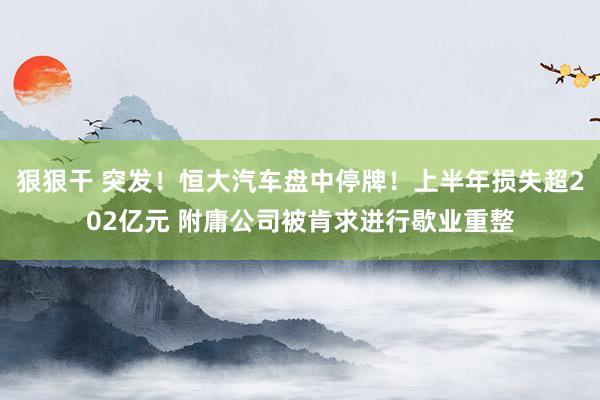 狠狠干 突发！恒大汽车盘中停牌！上半年损失超202亿元 附庸公司被肯求进行歇业重整