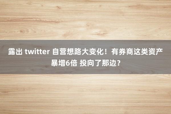 露出 twitter 自营想路大变化！有券商这类资产暴增6倍 投向了那边？