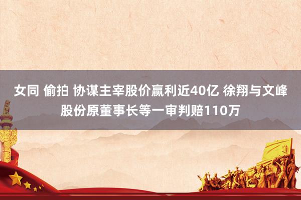 女同 偷拍 协谋主宰股价赢利近40亿 徐翔与文峰股份原董事长等一审判赔110万