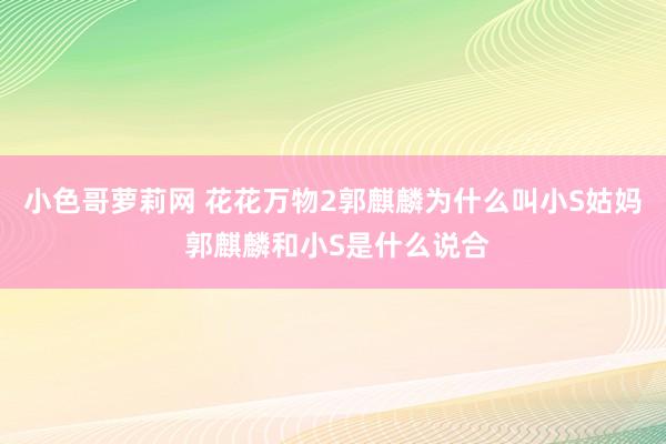 小色哥萝莉网 花花万物2郭麒麟为什么叫小S姑妈 郭麒麟和小S是什么说合